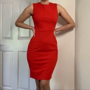 Bright Red Calvin Klein Sheath Business Dress